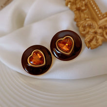 Load image into Gallery viewer, Enamel glaze French retro double color love jewel Earrings

