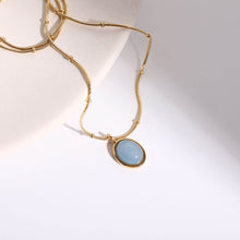 Load image into Gallery viewer, Stars sea blue oval sea blue treasure Necklace titanium steel plated 18K gold chain
