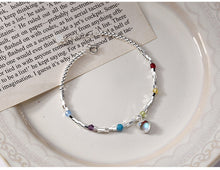 Load image into Gallery viewer, Colorful love moonstone bracelet s925 sterling silver original handmade series bracelet wild sweet cute 6821
