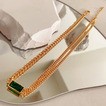 Load image into Gallery viewer, European and American green gem chain earrings bracelet neck chain retro double clavicle chain sleeve chain
