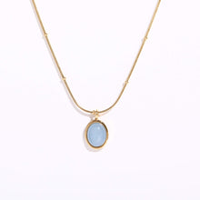 Load image into Gallery viewer, Stars sea blue oval sea blue treasure Necklace titanium steel plated 18K gold chain
