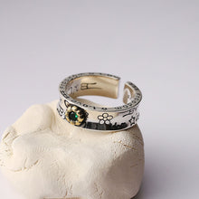 Load image into Gallery viewer, s925 sterling silver ring graffiti emerald ring live sale Japanese designer master J053C
