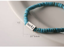 Load image into Gallery viewer, All-over 925 sterling silver turquoise lucky bracelet hand-strung heavy industry fashion jewelry versatile Hualiu 6900
