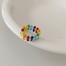 Load image into Gallery viewer, Rainbow Ring s925 Sterling Silver Korea Order New Product Synchronous Handmade Smiley Face Silver Bead Ring 5050
