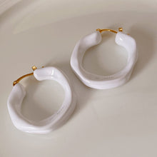 Load image into Gallery viewer, VINTAGE EARRINGS irregular twisted brass drop glaze Circle Earrings
