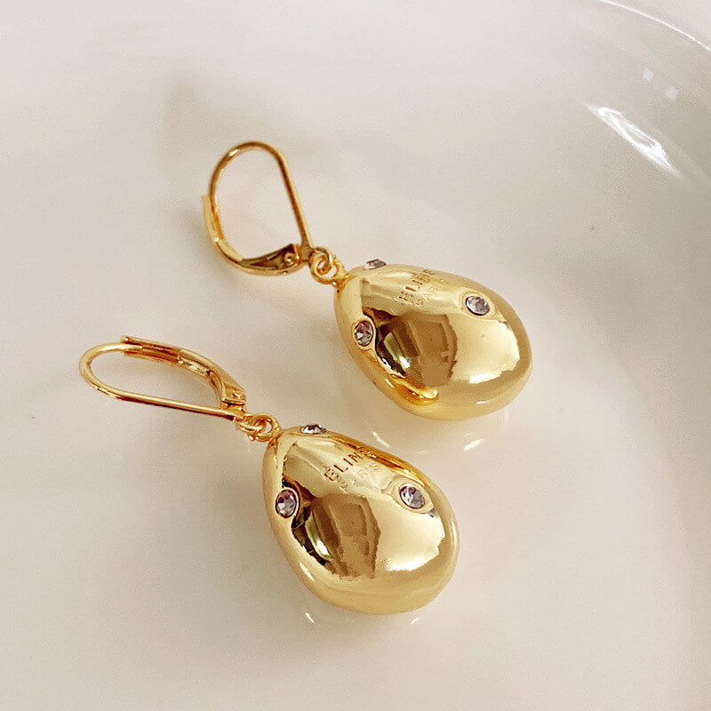 Irregular small gold ball micro set Zircon Earrings water drop egg Earrings
