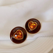 Load image into Gallery viewer, Enamel glaze French retro double color love jewel Earrings
