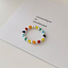 Load image into Gallery viewer, Rainbow Ring s925 Sterling Silver Korea Order New Product Synchronous Handmade Smiley Face Silver Bead Ring 5050
