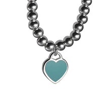 Load image into Gallery viewer, 925 sterling silver blue love bracelet classic drip oil silver bead chain girlfriend bracelet versatile fashion silver jewelry 6785L
