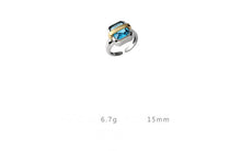 Load image into Gallery viewer, Sapphire Ring 925 Sterling Silver Blue Square Color Block Ring Women&#39;s INS Heavy Industry Ring Light Luxury J026
