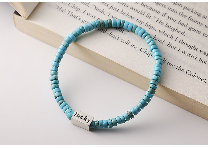 All-over 925 sterling silver turquoise lucky bracelet hand-strung heavy industry fashion jewelry versatile Hualiu 6900