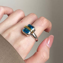 Load image into Gallery viewer, Sapphire Ring 925 Sterling Silver Blue Square Color Block Ring Women&#39;s INS Heavy Industry Ring Light Luxury J026
