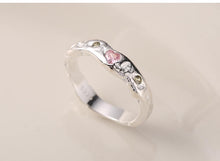 Load image into Gallery viewer, S925 sterling silver irregular texture ring women&#39;s ins sweet warm pink zircon closed index finger ring J0282L
