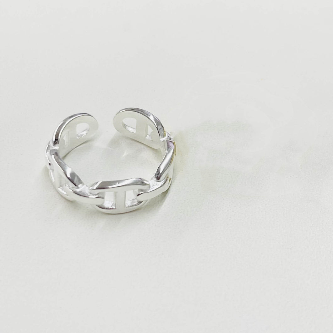 Japan Korea S925 pure pig nose ring female personality simple ring ring ring interlocking open ring ring ring 5447L