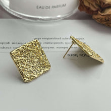 Load image into Gallery viewer, Geometric design square texture metal wind Earrings S925 silver needle
