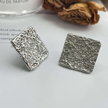 Load image into Gallery viewer, Geometric design square texture metal wind Earrings S925 silver needle
